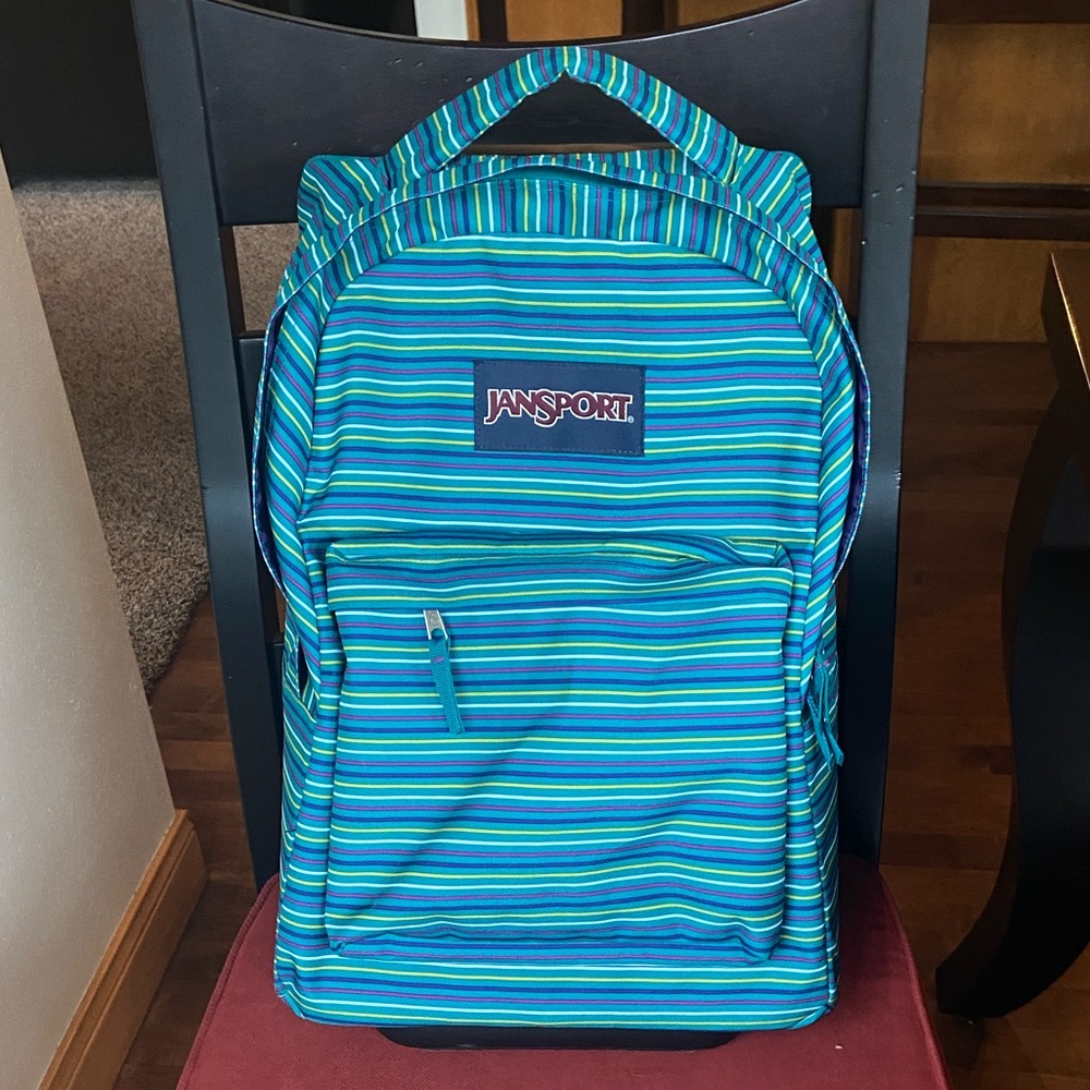 JanSport Wheeled Superbreak Blue Striped Backpack